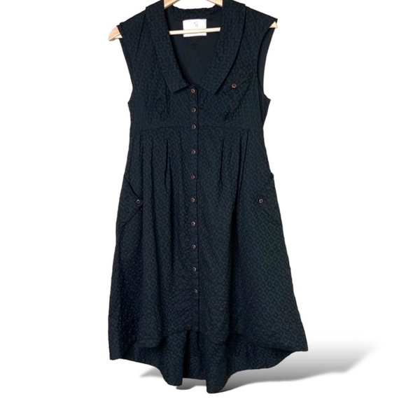 ANTHROPOLOGIE Postmark 100% Cotton Hi - Lo Hem Embroidered Shirt Dress Sz 2 - Picture 1 of 10